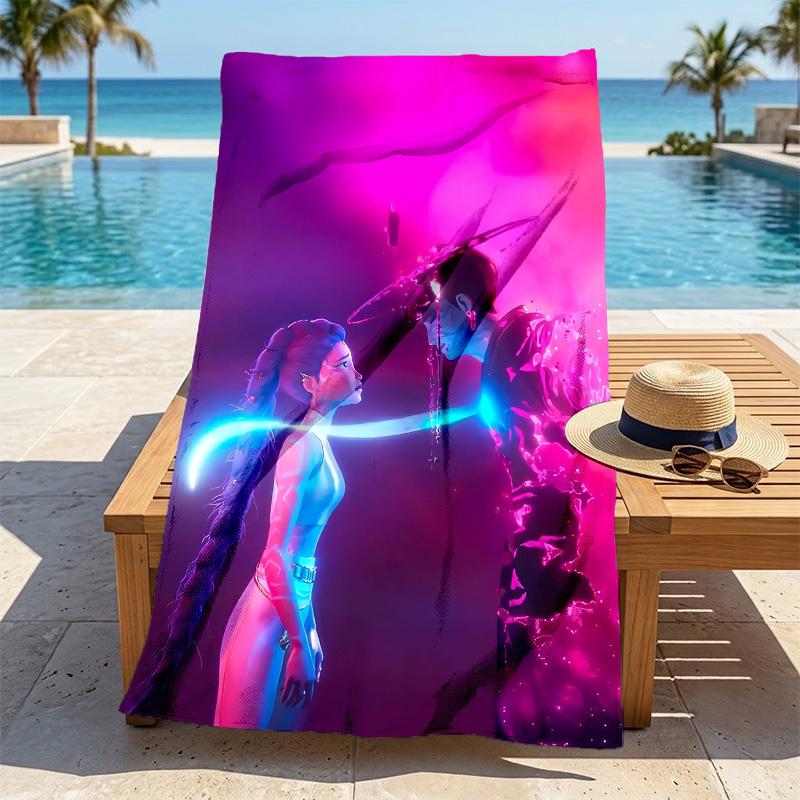Cyber Romance Stylish Digital Printing Beach Towel Quick Drying Absorbent Blanket For Beach Pool Gym Travel Christmas Gift C9211290