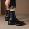 Мода 2024 года, новые французские эластичные толстые женские британские сапоги большого размера с молнией сзади на высоком каблуке, узкие короткие сапоги