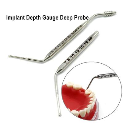 Линейка для зубного имплантата, глубиномер, глубокий зонд, инструменты для измерения зубного имплантата, нержавеющая сталь