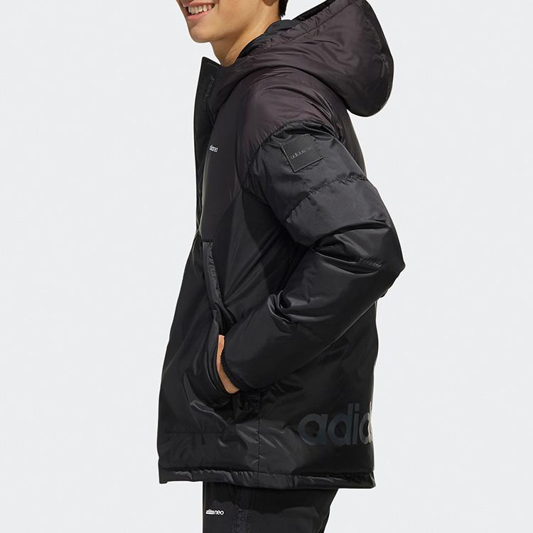 Adidas Neo Solid Warm Hooded Down Sport Jacket Winter Men Outerwear Black EI4410