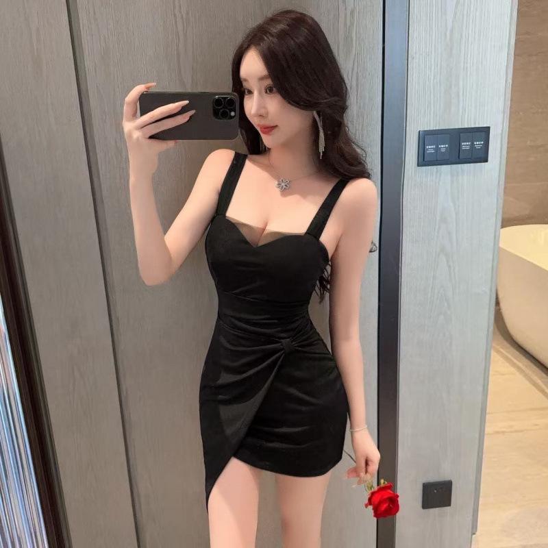 Шикарное платье Chic 9739 с глубоким вырезом и асимметричной бретелью: Женский облегающий костюм для ночного клуба и офиса