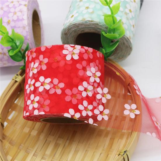 1 Roll 25Yards Webbing Ribbon Soft-touching Durable Decorative Compact Lace Floret Tulle Ribbon Clothing Accessories for Home