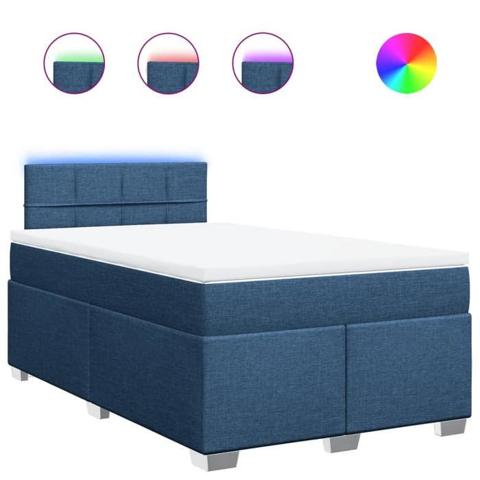 Maison Exclusive - Sommier à lattes de lit avec matelas Bleu 120x200 cm Tissu