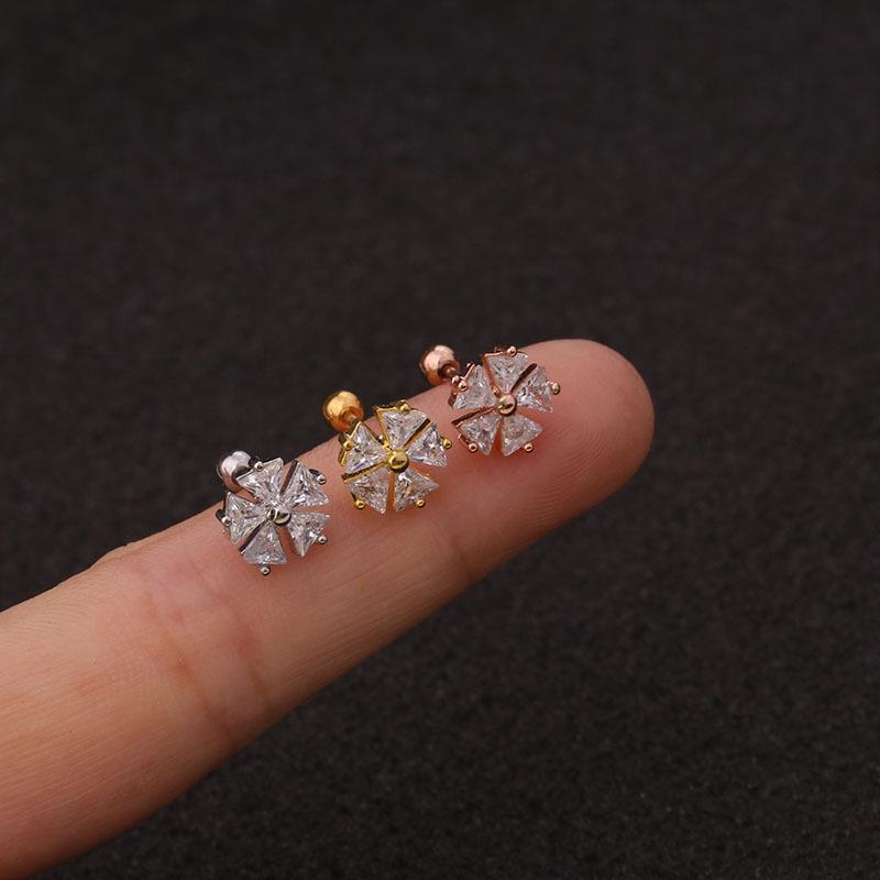 Korean Style Stainless Steel Zircon Double-Sided Cherry Earrings