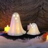 62KD 2Pcs LED Lighted Ceramics Specters Ghostly Figurine Sculpture Creative Table Centerpieces Glowing Lamp Halloween Decors