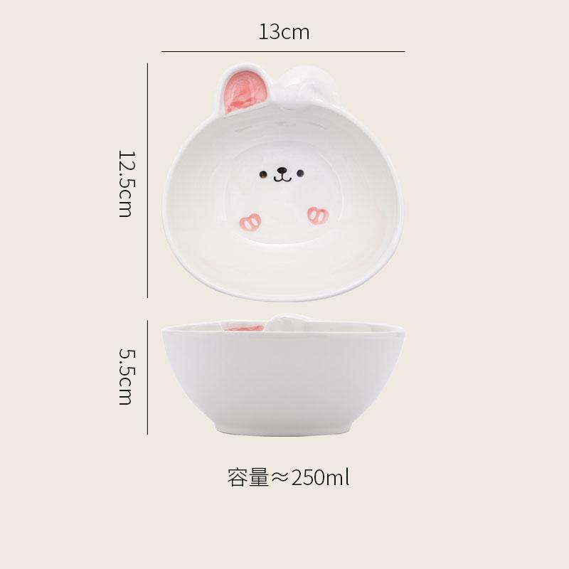 Cartoon Animal Shaped Ceramic Bowl Cute Breakfast Bowl Oat Bowl Yogurt Bowls Rice Bowls Soup Bowls Household Creative Tableware