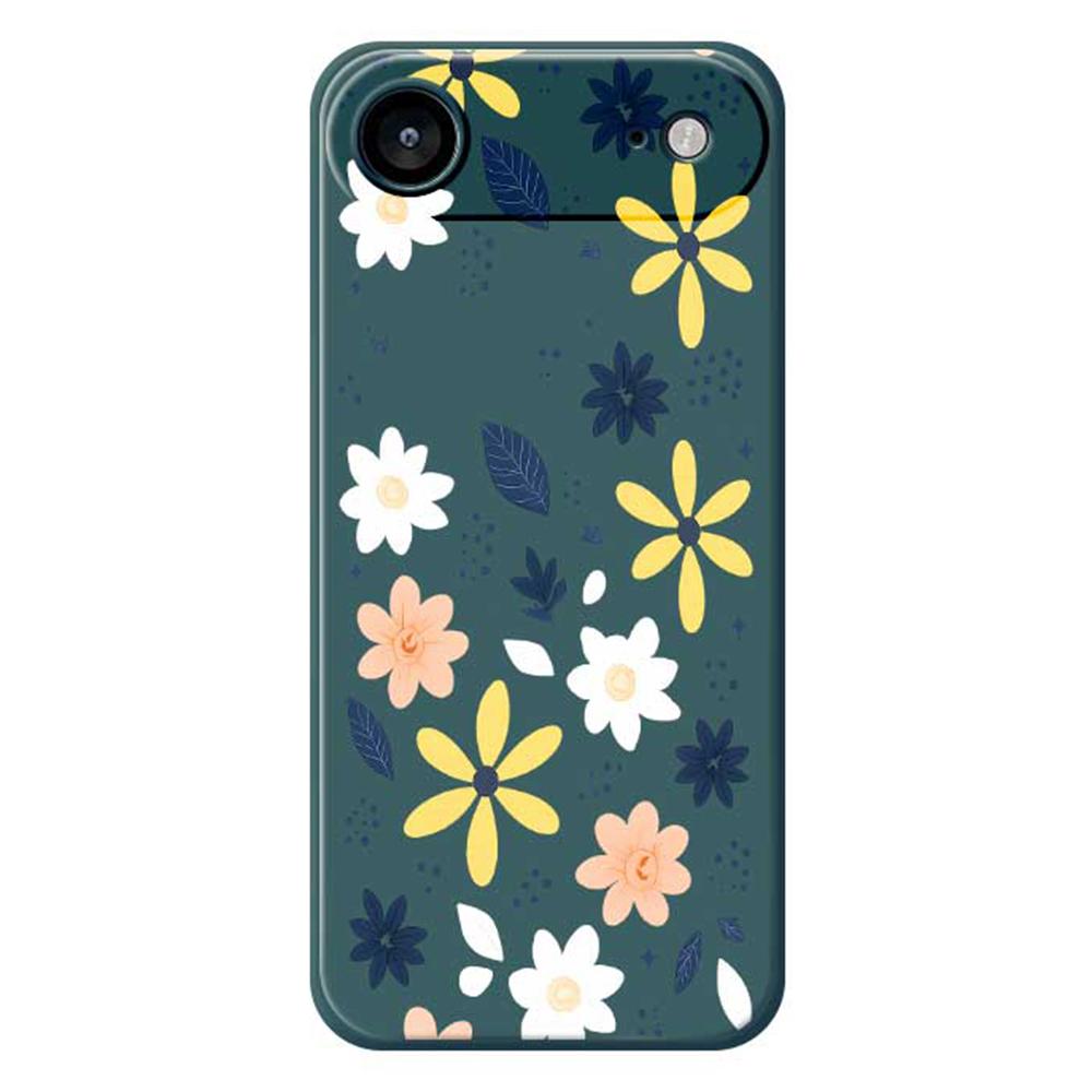 For iPhone 17 Air Case Colorful Floral Blue Leaves Pattern Printing Straight Edge TPU Phone Back Cover