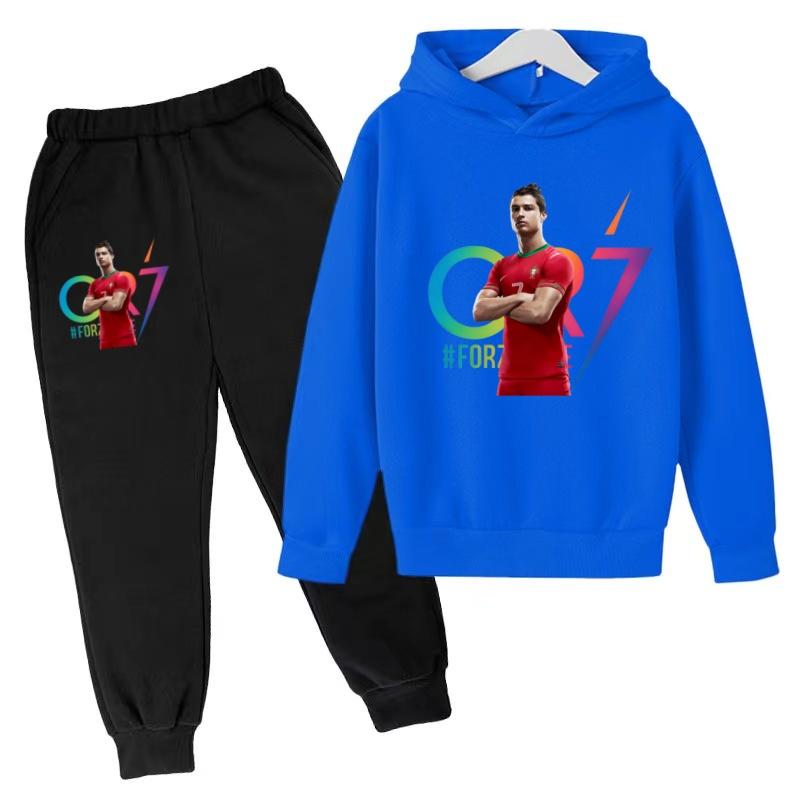Kids Sunshine CR7 Football Hoodie Print Winter Idol Sports Pullover 3-12Years Coat+Pants 2P Boy Girl Toddler Clothes Leisure Set