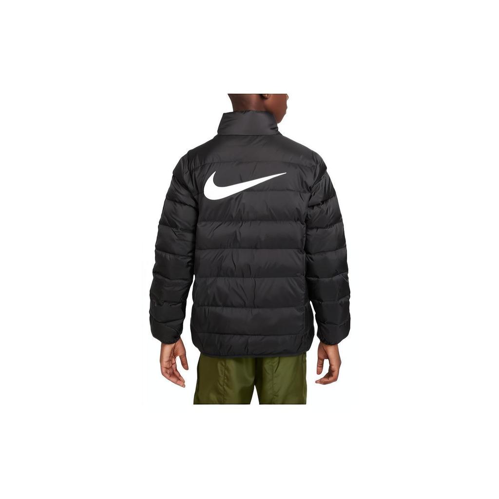Nike Logo Printed Thickened Warm Stand Collar Down Jacket Kids Outerwear Black FB0533-010
