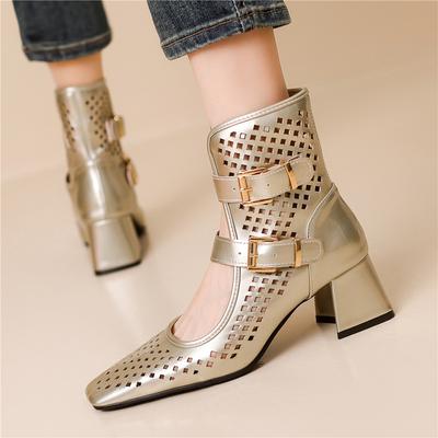 Модные Летние Сексуальные Брендовые Золотые Серебристые Сандалии Гладиаторы Платформа Летняя Сетка Пряжка Толстый Каблук Ботильоны Римские Сандалии Для Женщин