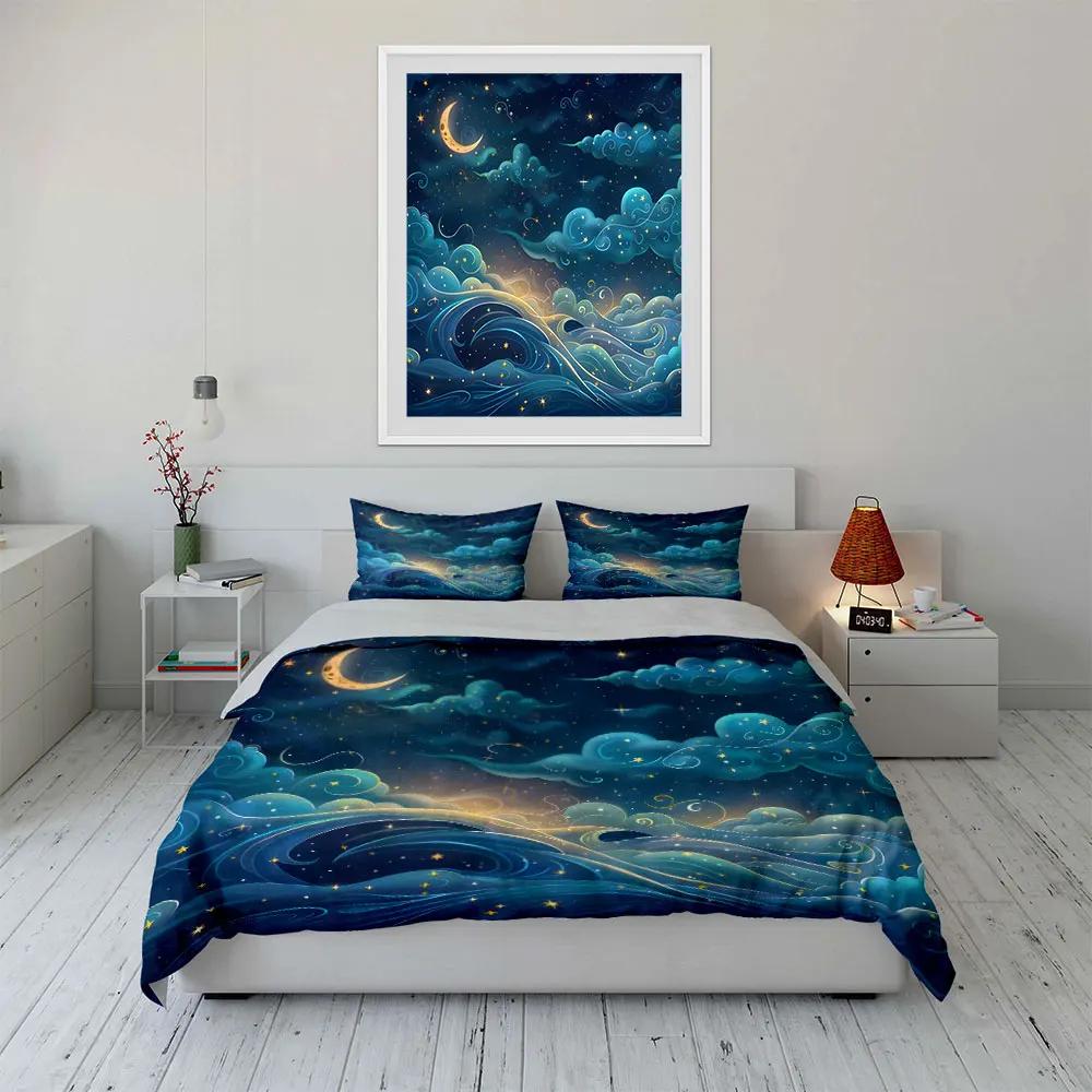"Starry Night Sky Decor Set" Soft Comfortable Duvet Cover Bedding Set Included 1*Duvet Cover & 2*Pillowcases, gift