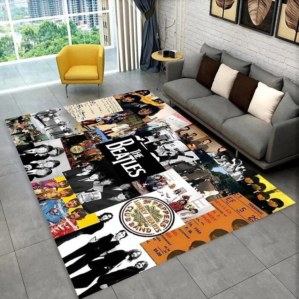 3D The B-Beatles Rock Band Star Carpet Rug for Bedroom Living Room Sofa Home Doormat Home Decor Area Rug Non-slip Floor Mat Gift