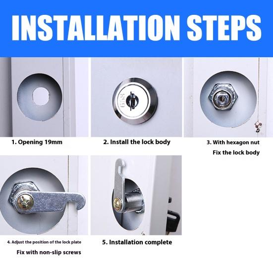 Замок для ящика из цинкового сплава повышенной прочности с 2 ключами Универсальный для картотечного шкафа, гардероба