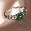 Romantic Green Heart Hollow Copper Ring Valentine's Day Gift