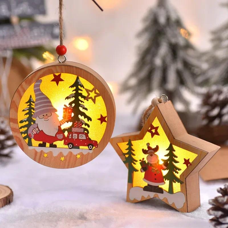 Christmas Decoration LED Illuminated Christmas Tree Hanging Santa Claus Snowman Deer Night Lights Christmas Decoration Hanging