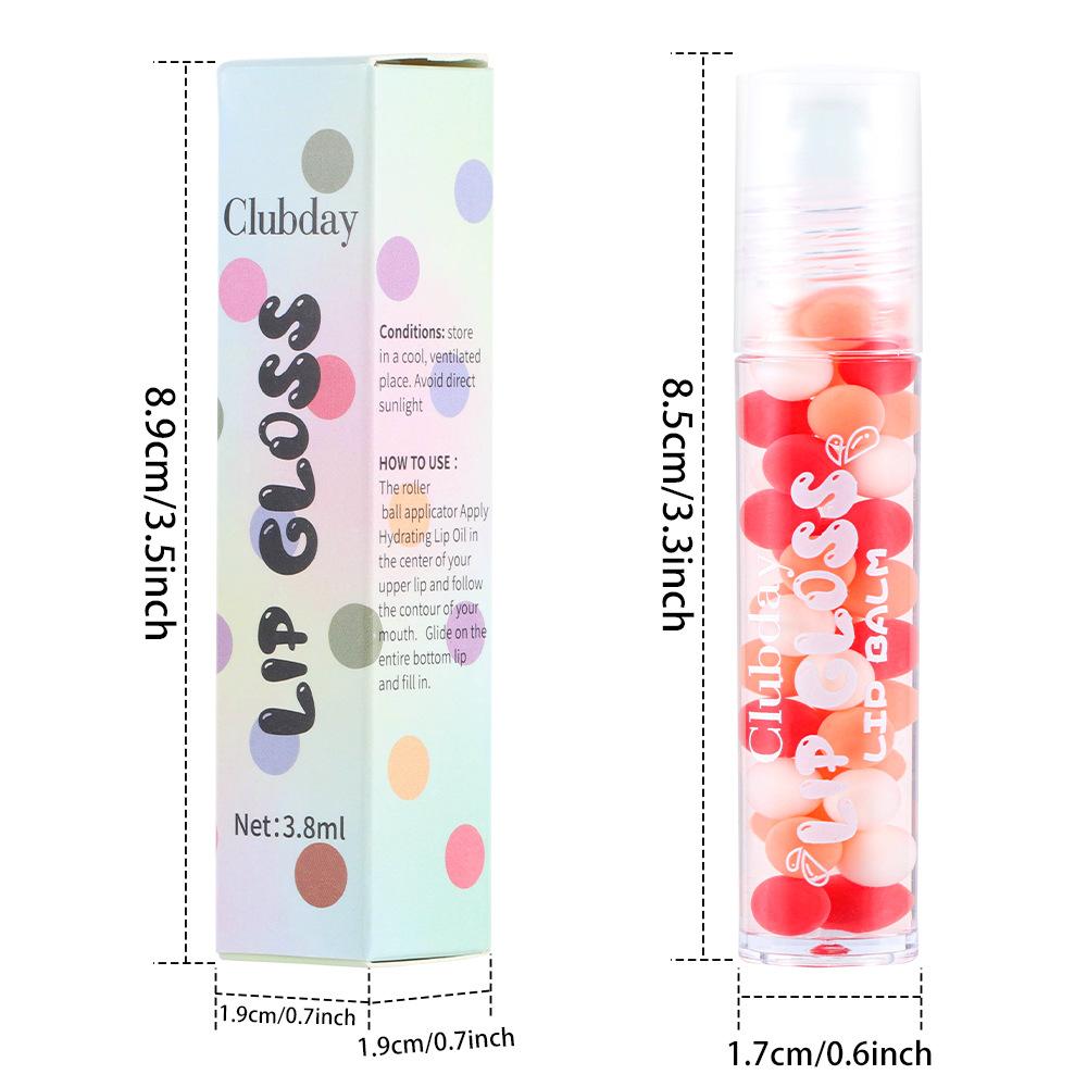 Clubday 6pcs Colorless Lip Oil Set Rollerball Hydrating Lip Gloss Moisturizing Lip Balm Clear Mirror Glossy Overlay Effect Plumping Lip Care Cosmetics