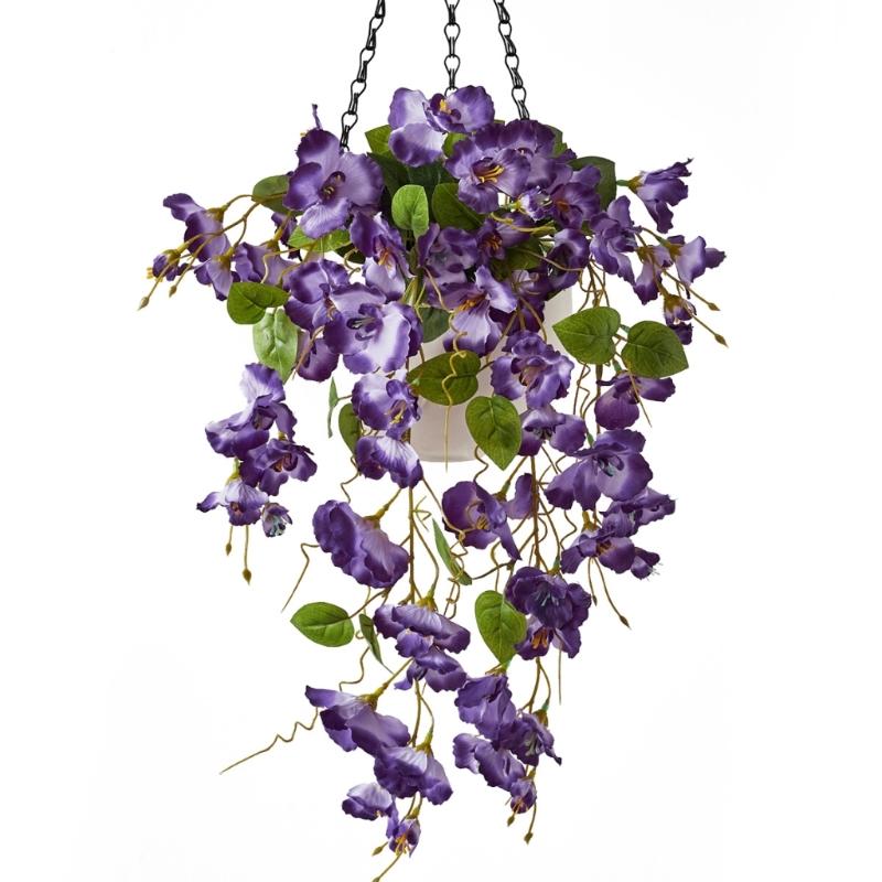 Cascading Hanging Flower Accent, Artificial Silk Wall Decoration 22.8in for Porch Window Entryway and Room Home Display