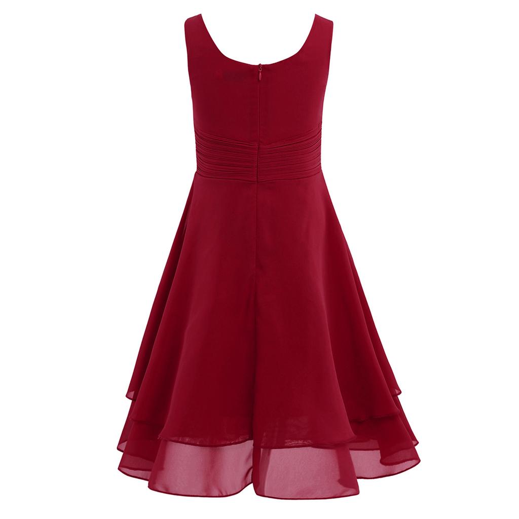 Kids Girls Ruched Waist Flower Girl Dress Princess Pageant Prom Gowns for Wedding Party