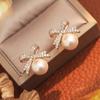 Jewelry Accessories Bow Pearl Ear Studs Bowknot Bow Pearl Ear Hook Bow Pearl Earrings  Lady/Gifts