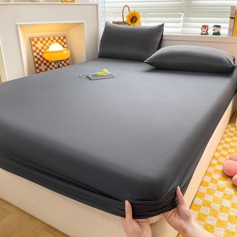 Простыня из стираного хлопка, нескользящий прочный наматрасник для дома, спальни, однотонное покрывало на кровать 140/160/200 см, мягкие покрывала