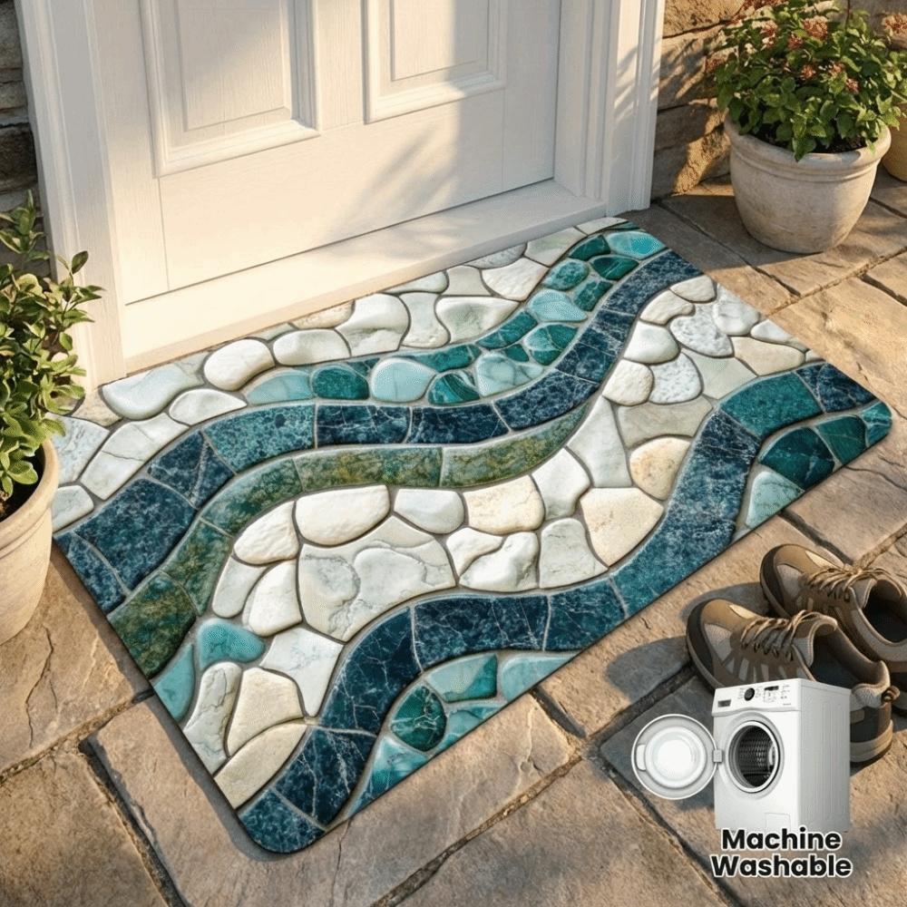 Turtle Koi Printed 3D Visual Effect Mat 2D Flat Door Rug Floor Mat Thickened Bathroom Mat Kitchen