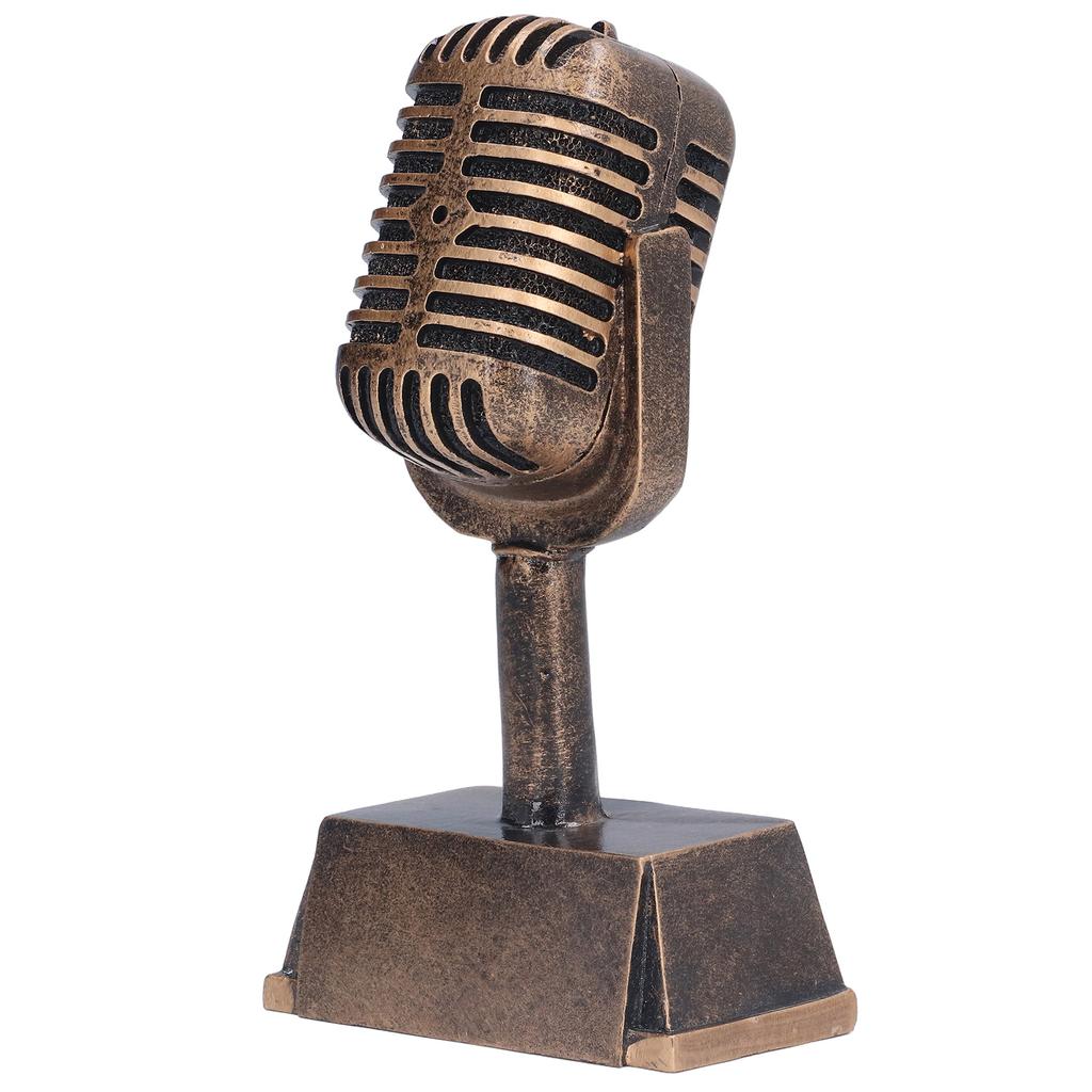 Music Award Trophy Synthetic Resin Decorative Microphone Tabletop Ornament for Home Singing Competition