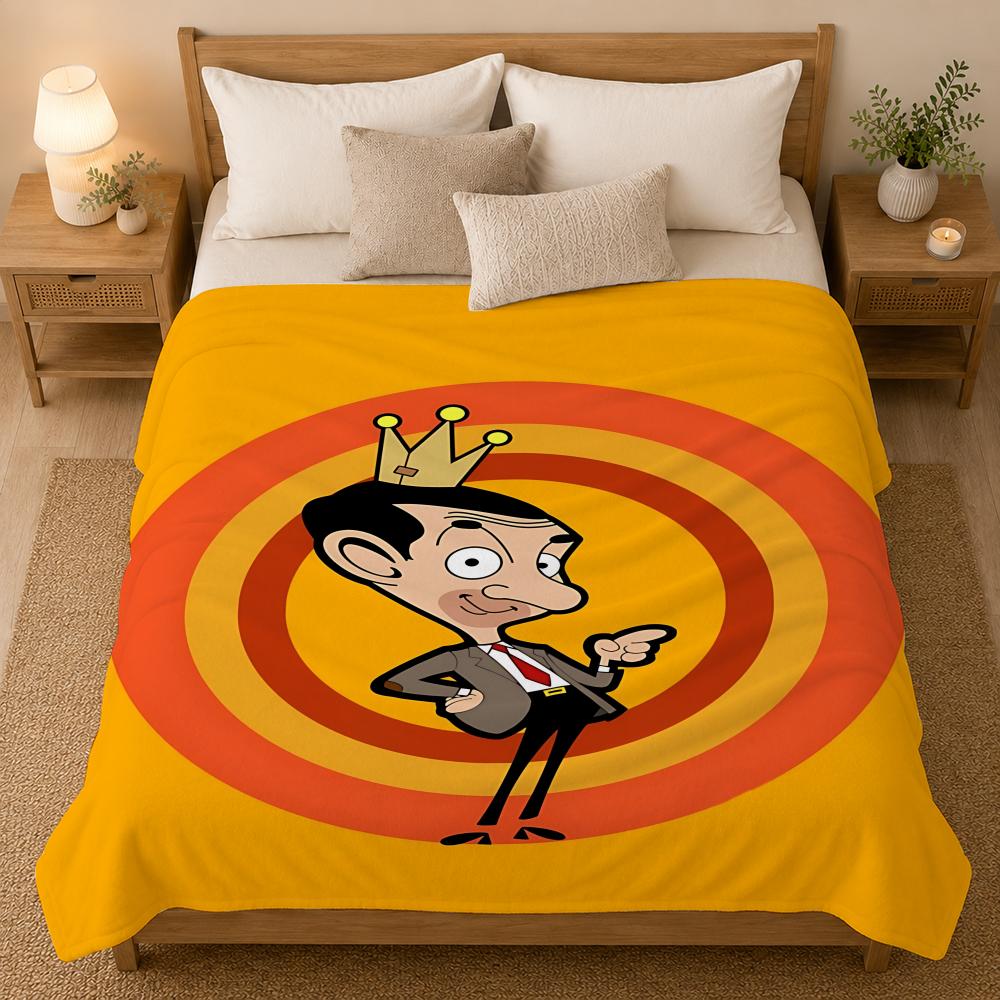 Плед Mr Bean 240 г/м² из фланели, подходит для диванов, кроватей, офисов, Изысканные подарочные пледы