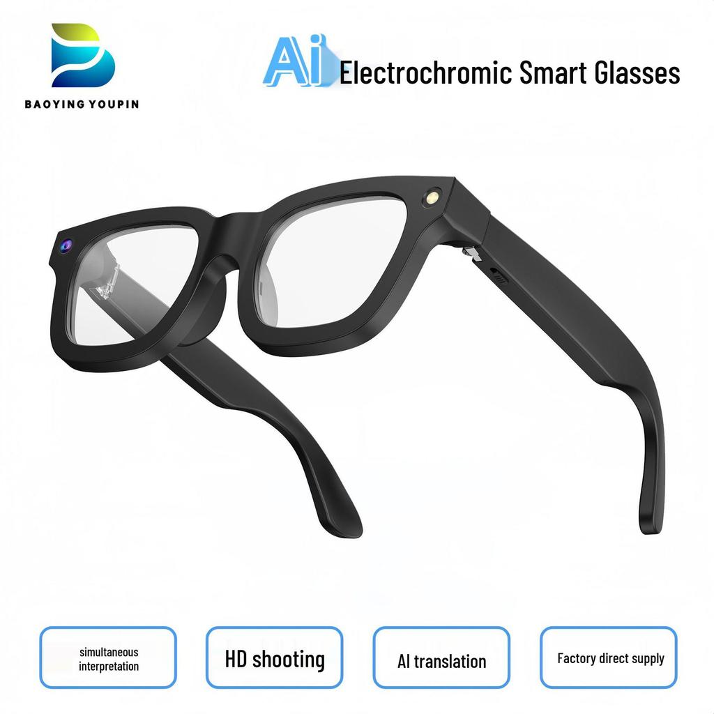 E03C Smart Glasses: Camera, Image Stabilization, HD Shooting, Real-Time Translation, Electrochromic, AI Features