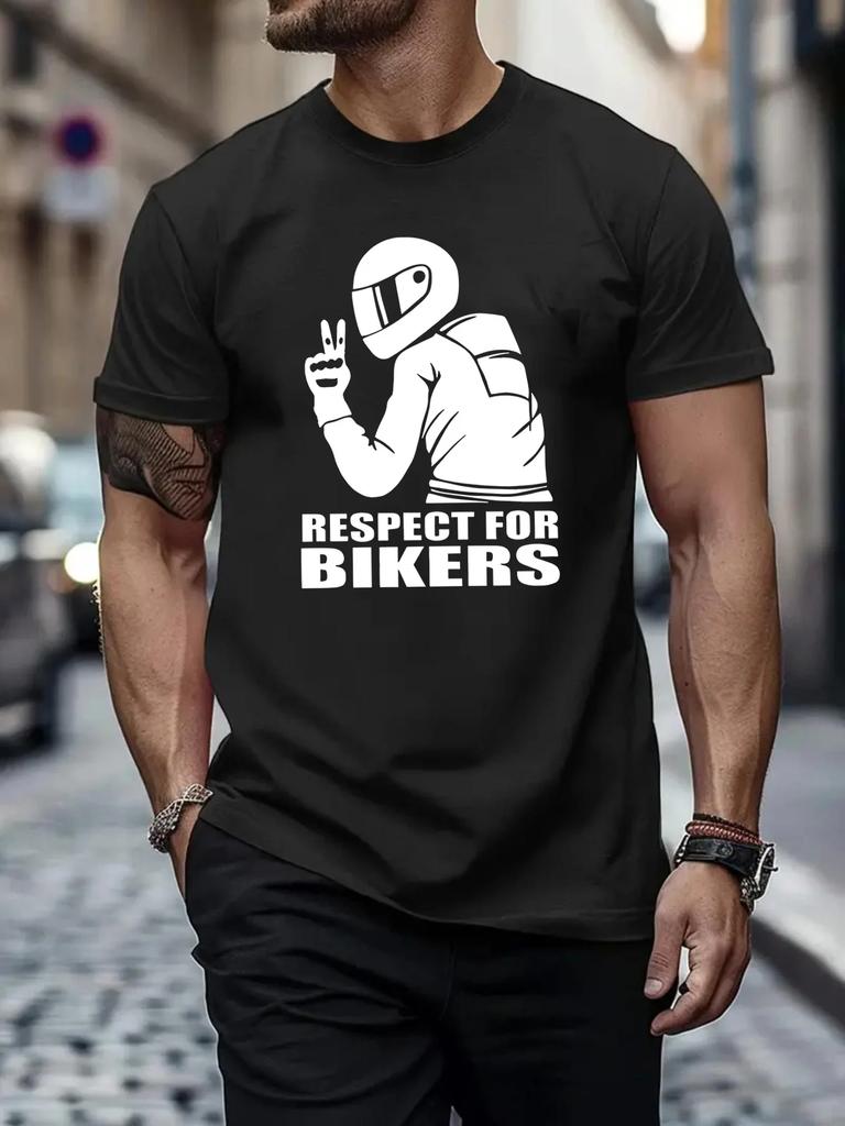 Respect for Bikers Motorcycle Rider TShirt 100 Cotton ONeck Short Sleeve Summer Casual Mens Tshirt Streetwear
