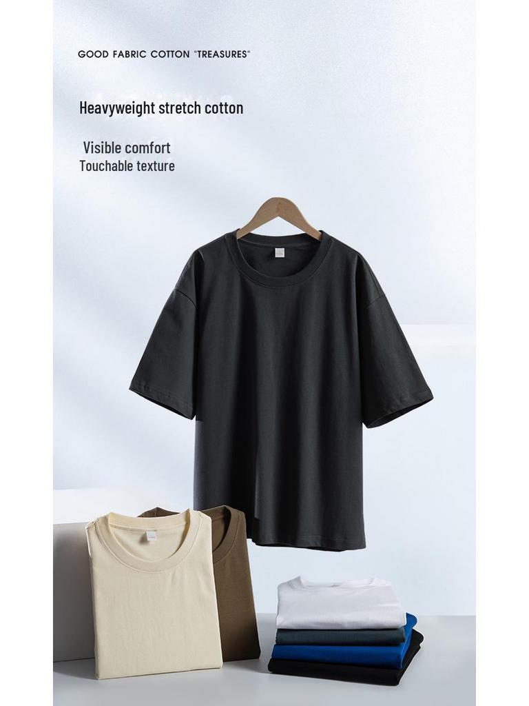 Мужская хлопковая футболка National Trend плотностью 290 г с заниженной линией плеч – индивидуальный логотип, круглая горловина, свободный крой, однотонный цвет