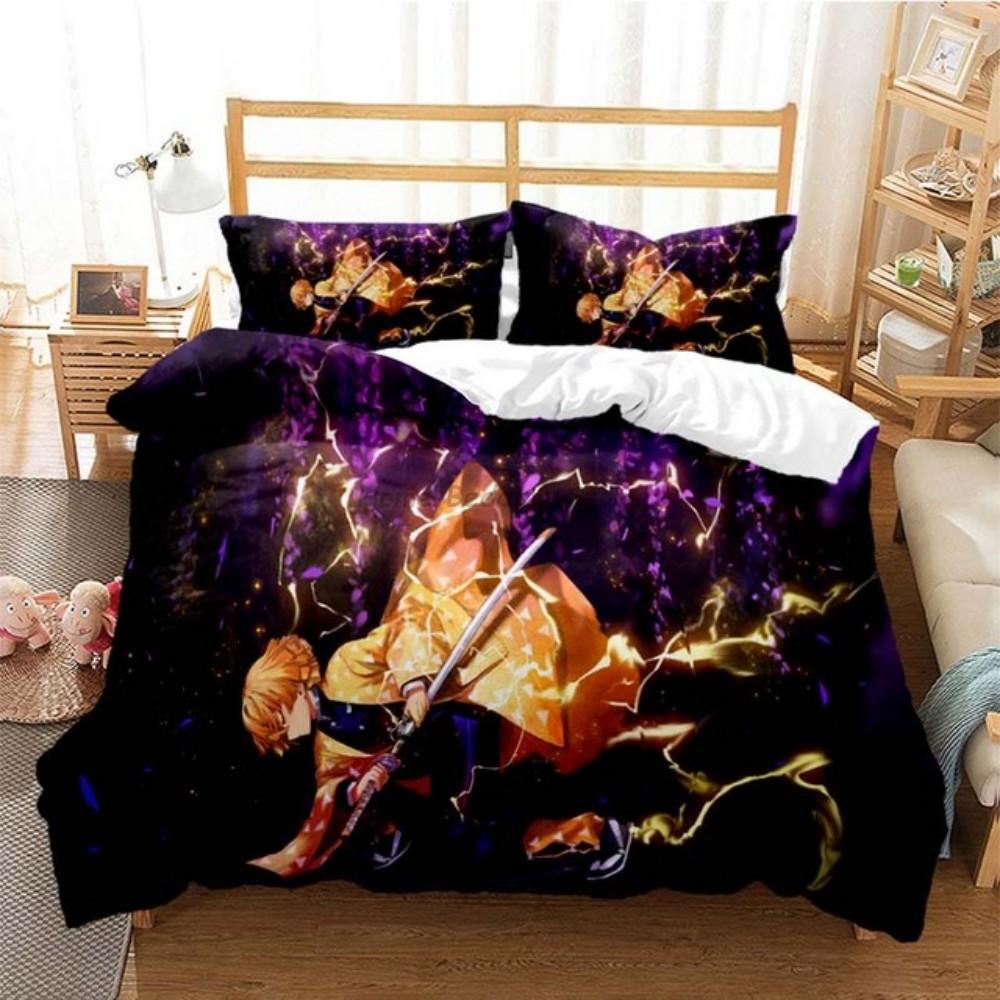 Anime Demon Slayer Bedding Set Japanese Cartoon Bed Linen 200x220 Teens Girls Twin Single Queen King Full Duvet Cover Sets