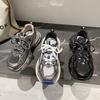 Silver Casual Running Shoes Lightweight Soft Bottom Sneakers Female Thick Bottom Straps Pops Shoes Ins Tide