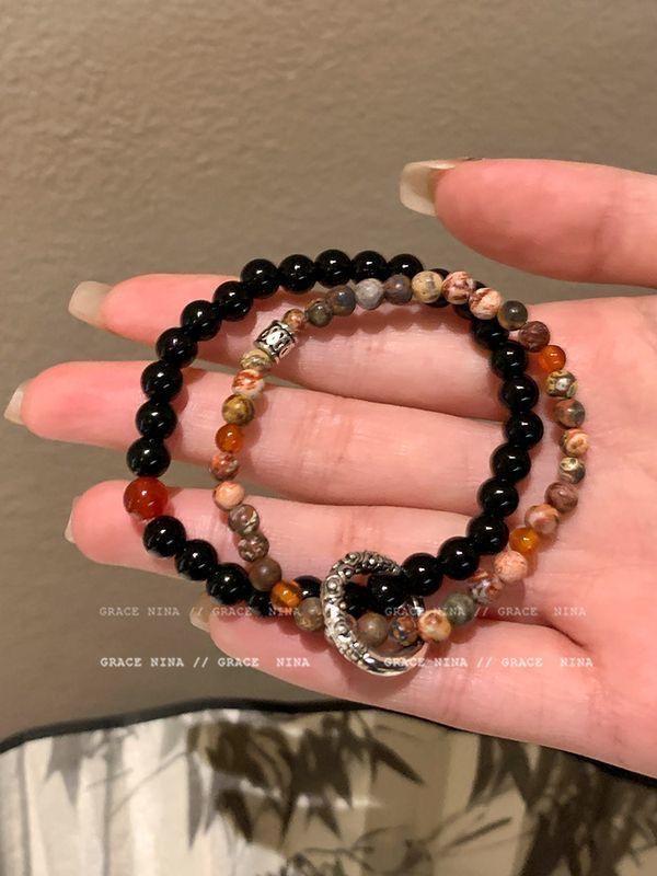 New Chinese Retro Double-Layer Bracelet for Women, Unique Design, Ancient Style Fashion, Shangui Flower Coin Hand String for Men