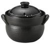 Banko Ware Rice Black Glaze with Line 13433 Cooker, 2-cup Capacity, Pattern,