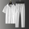Men's Short Sleeve+sports Trousers 2-piece Loose Sport Suit Lightweight Breathable Hooded Short Sleeve Suit