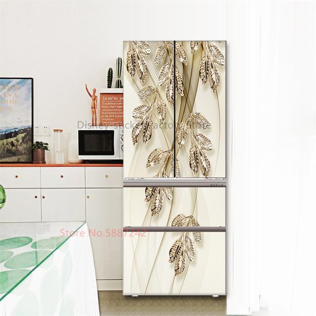 Наклейка на кухонный холодильник, виниловые обои на холодильник, полные покрытия, самоклеящаяся наклейка с цветком лотоса, морозильная камера, пленка, декор, плакат, наклейка