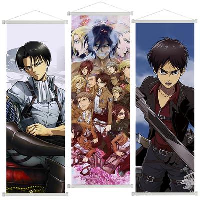 Аниме Атака Титанов Леви Скролл Постер Эрен Йегер HD Арт Липкий Настенный Водонепроницаемый Дом Гостиная Спальня Бар Эстетичное Украшение