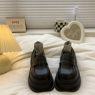 Черные ретро-лоферы женские летние британские универсальные туфли на платформе с юбкой маленькие кожаные туфли с одной педалью одинарные туфли