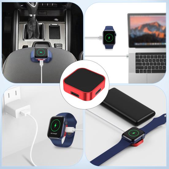 Беспроводное зарядное устройство для часов, беспроводная конструкция, магнитная зарядная док-станция Type-C, 8-контактный разъем, двухпортовая подставка для зарядки часов для Apple Watch