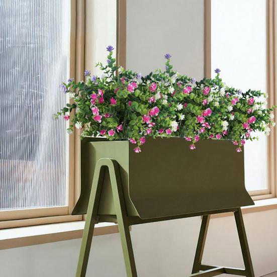 Искусственный цветок камелии с листьями эвкалипта 7-веточный искусственный цветок со стеблем, устойчивый к УФ-излучению, искусственное цветение, для украшения помещений и улицы, для свадебной вечеринки