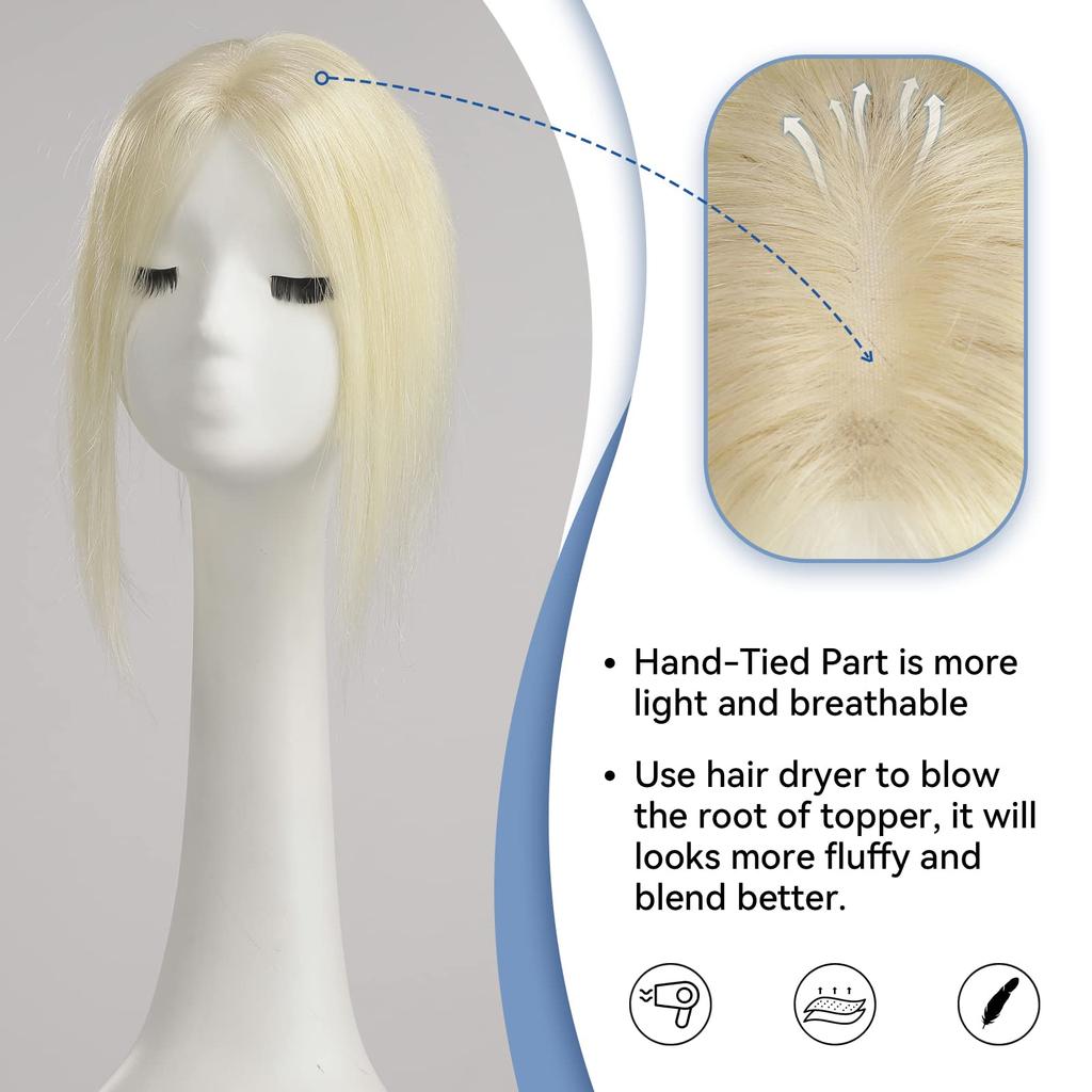 HAIRCUBE Топпер для волос для женщин, завязанный вручную, 100% человеческие волосы Remy с истонченными волосами, покрывающими выпадение седых волос, средняя часть, шелковая основа, зажимы