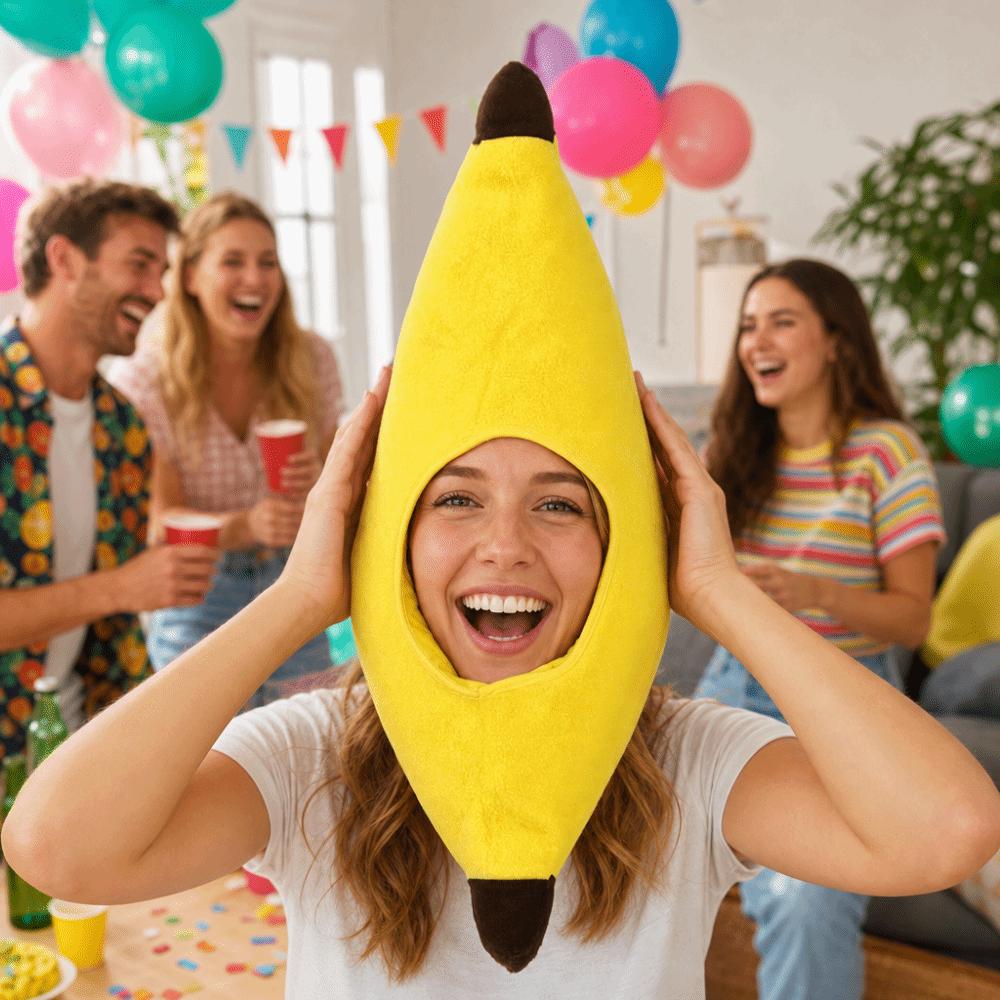 Creative Yellow Banana Cap Cartoon Halloween Headgear Party Supplies Banana Head Cover Carnivals