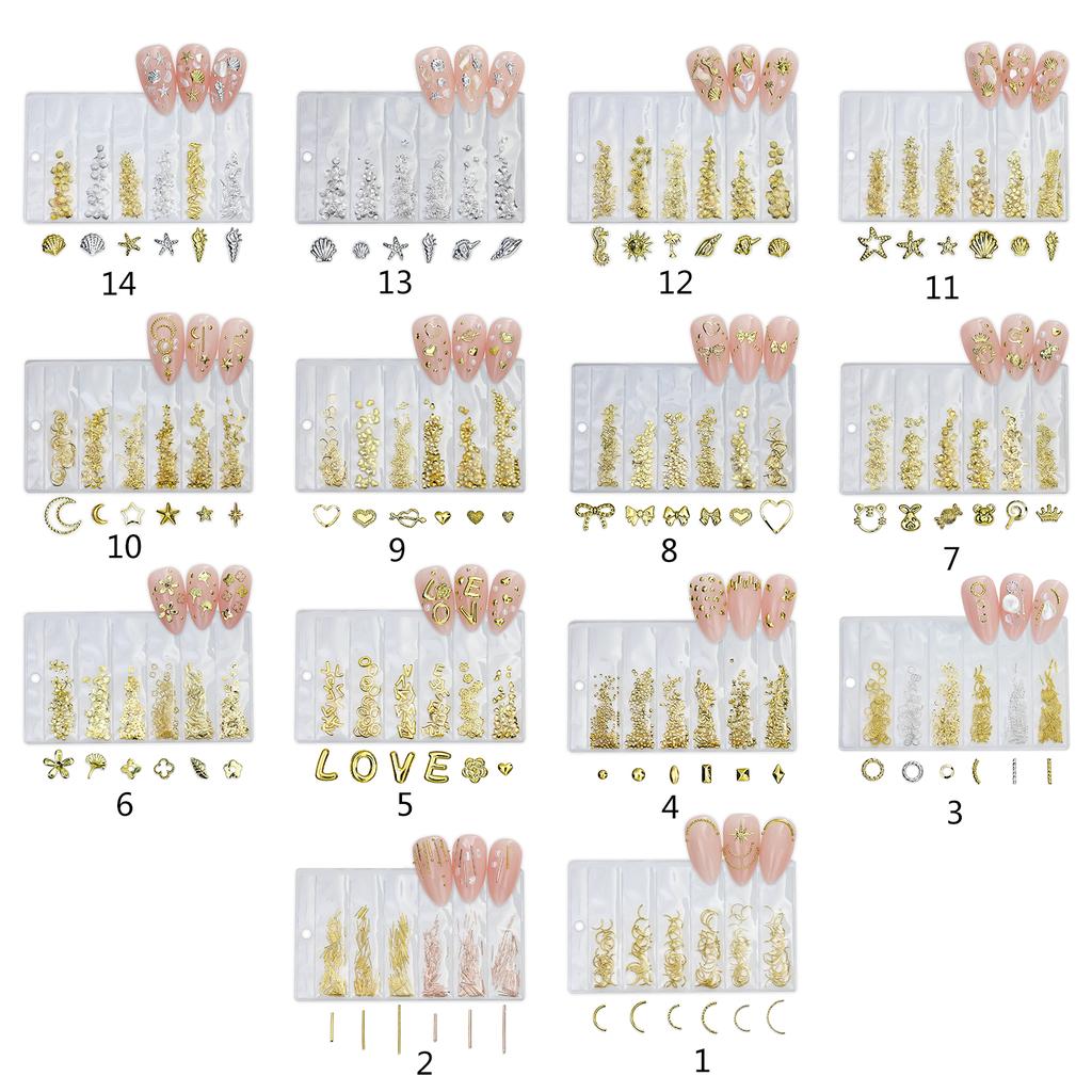 Metal Nail Art Studs 3D Metal Nail Art Jewelry Decorations Bow Heart Bubble Multi Shapes Nail Decoration Accessories