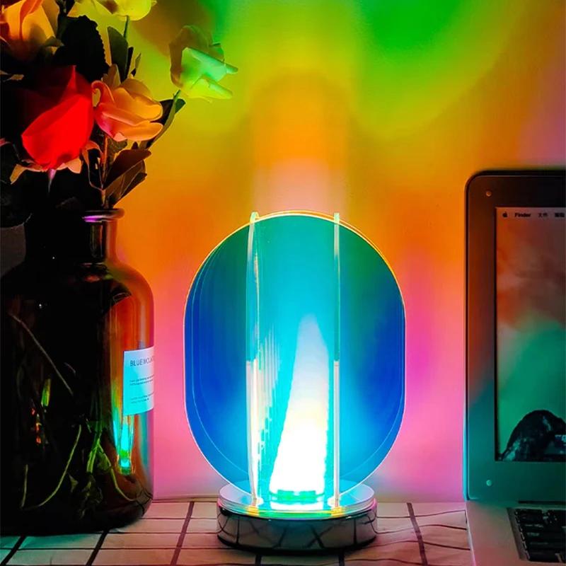 Светодиодная яркая акриловая USB настольная лампа для спальни, комнаты, игровой комнаты, декоративная ночная лампа, геометрическая декоративная внутренняя настольная лампа, подарок