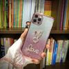 Glitter Electroplated Silicone Case for Apple 15/14/13 Pro Max - Cartoon Rhinestone Rabbit Design