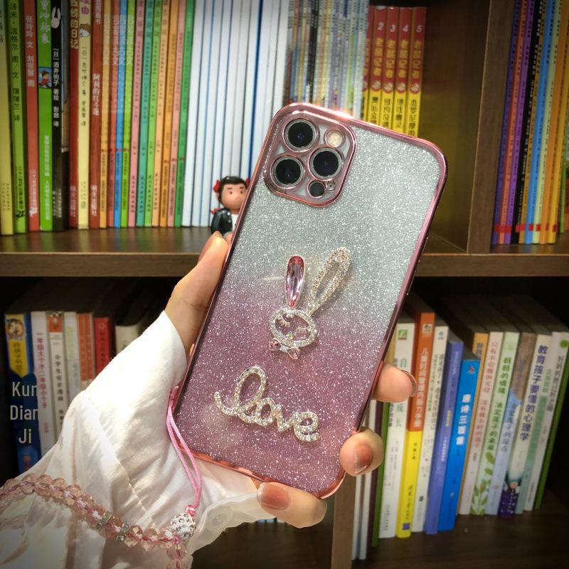 Чехол Honor 100 Magic5pro Glitter Electroplated X60i: Милый мультяшный кролик, антипадающий комплексный дизайн