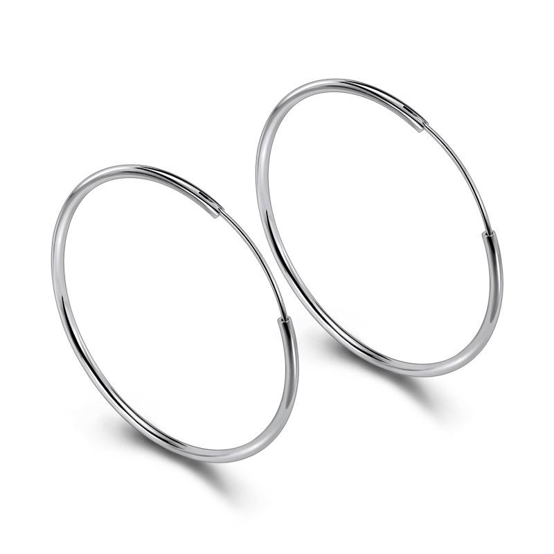 925 Silver Large Circle Hoop Earrings For Women's Wedding Fine fashion Jewelry Accessories