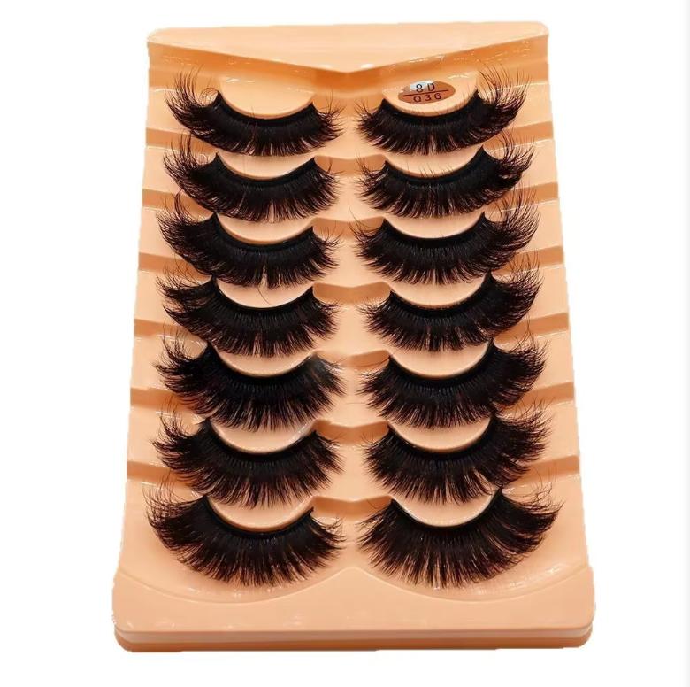 Bulk Pack 7-10 Pairs Wispy Volume Handmade Cruelty-Free False Eyelashes Natural Look Faux Mink Sets Mix Length Black Cotton