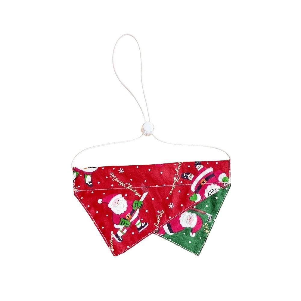 Soft Fabric Christmas Pet Bandana Cartoon Pattern Dog Triangle Scarf Xmas Puppy Bib Dog Owners