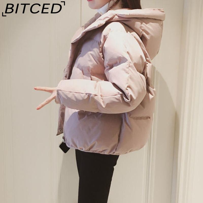 BITCED Winter Coat for Women - Cropped, Oversized Hooded Jacket Puffer Coat / Down Jacket